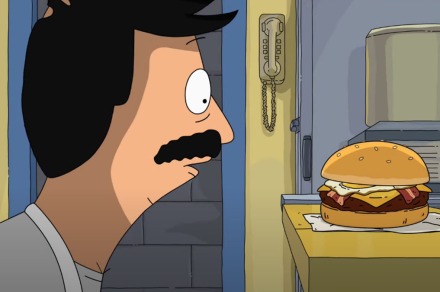 Bob perfects his practice burger in The Bob's Burgers Movie