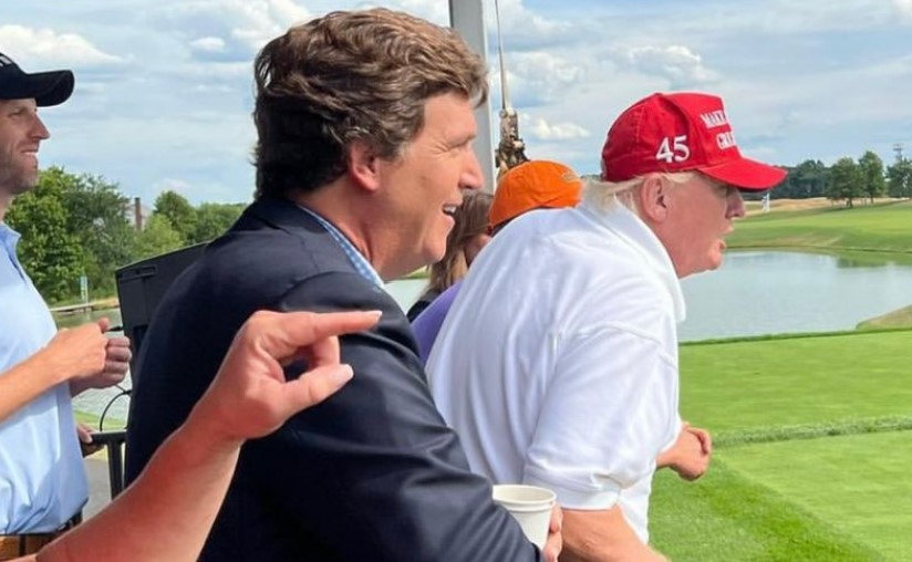 Tucker Carlson Shows Up At Trump's Enemies of Democracy Saudi Golf Tournament