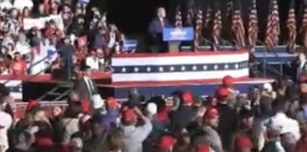 Trump Security Stops People From Doing QAnon Sign At His Rally
