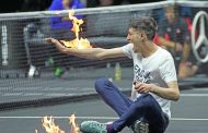 Climate change activist lights self, tennis court on fire during Laver Cup